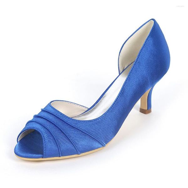 Zapatos de vestir Creativesugar D'orsay Lado Vacío Plisado Dama Satén Noche 6 cm Tacones Nupcial Boda Fiesta de graduación Bombas Punta abierta Color