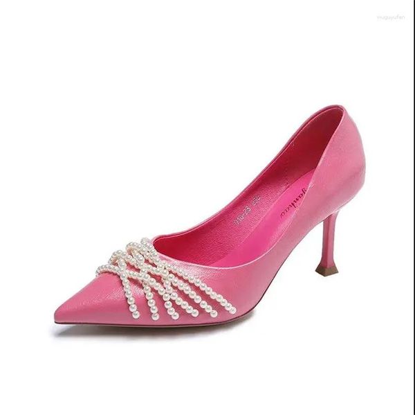 Chaussures Habillées Cresfimix Mode Doux Rose Rouge Haute Qualité Talon Aiguille Avec Perle Pour Femmes Lady Sexy Élégant Belle Pompes A1044