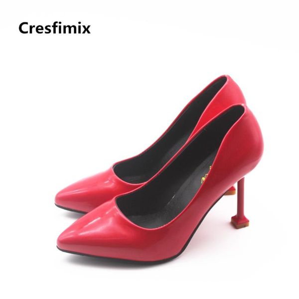 Chaussures habillées cresfimix tacones altos femmes mode super 10cm talon de haut dame pointu à orteil glisser les talons femelle mignon été