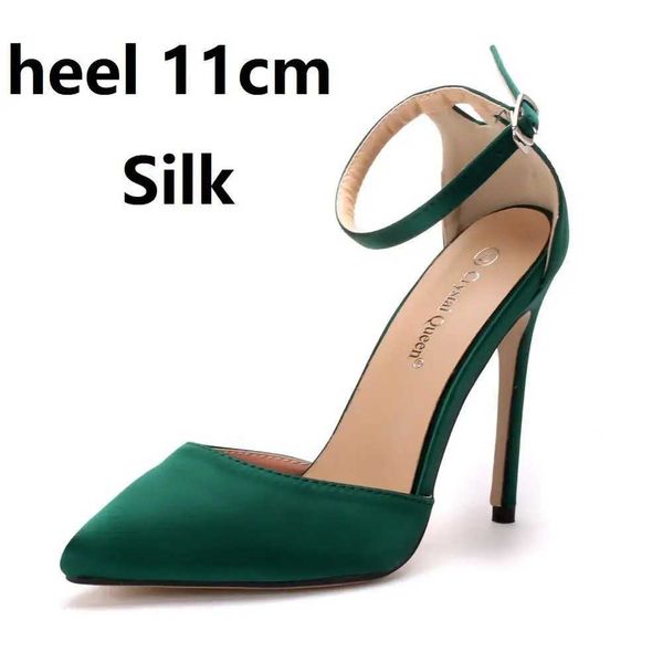 Chaussures habillées Crystal Queen femme Thin High Heels Luxury Silk Ankle Buckle Sandales Femme Point Office Slip Bureau Ladie Pumps H240409 BKN6