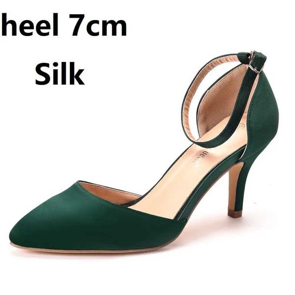 Chaussures habillées Crystal Queen femme Thin High Heels Luxury Silk Ankle Buckle Sandales Femelle Office pointu Slip Bureau Ladie Pumps H240409 53AQ
