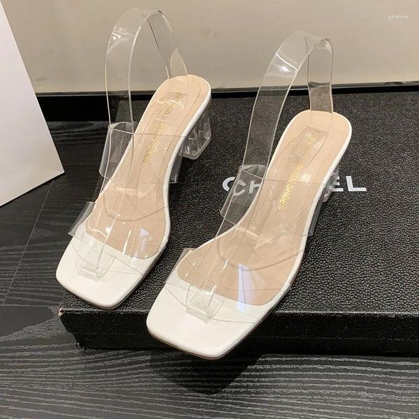 Zapatos de vestir zapatillas de cristal para ropa de moda de verano femenino 2024 anti -slip alto tacón transparente