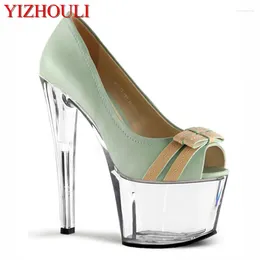 Dress Shoes Custom-Make Patent Leather Spring en herfst ondiepe mondschoen met hoge hakken 17 cm kristallen boog formeel