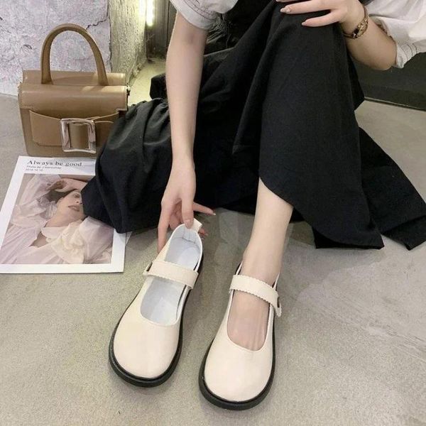 Zapatos de vestir lindo gótico blanco mary jane tacón bajo elegante damas calzado de verano estilo japonés lolita para mujeres 2023 punta redonda kawaii