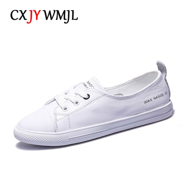 Chaussures habillées CXJYWMJL Baskets décontractées en cuir véritable pour femmes, plus la taille printemps été chaussures de skate dames chaussures vulcanisées petit blanc 230726