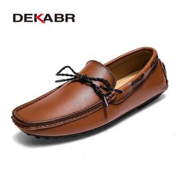 Jurk Schoenen DEKABR Loafers Mannen 2023 Lente Clasicc Vintage Comfy Platte Mocassin Mode Slip op Boot Voor Casual 231218