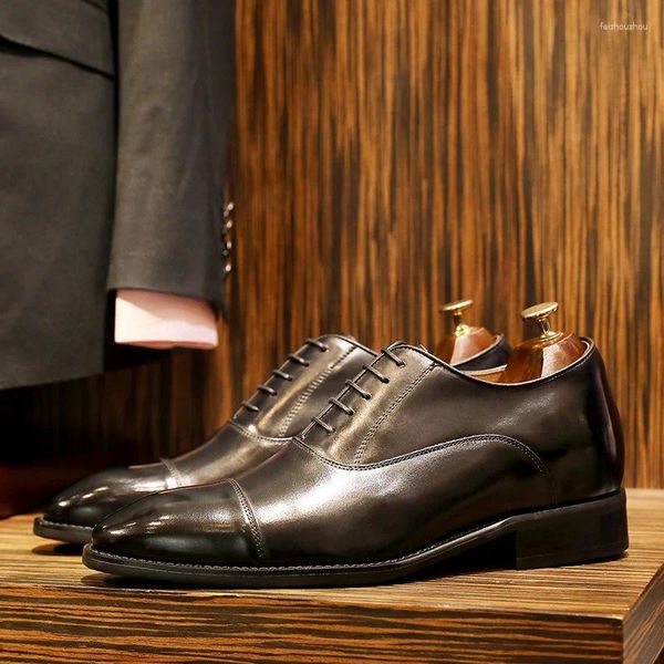 Chaussures habillées Desai Style augmenté en cuir pour hommes classiques à lacets Gentleman formel mariage couche supérieure en peau de vache chaussure Oxfords