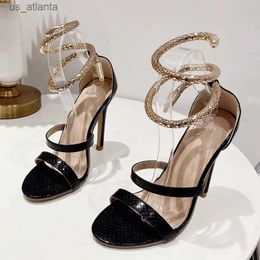 Chaussures habillées Style Snake Imprimer en cuir en cuir pwining cheville sangle femme sandales sexy