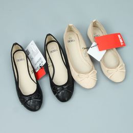 Chaussures habillées duigner ballet plates chaussures printemps automne moutons de nouets à nœud papillon dame cuir en cuir paresseux liée de danse femmes chaussures russes single single arc noue tboe