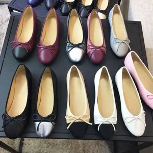 Women's Leather Ballet Flats: Stylish Sheepskin Bow Flats for Spring and Autumn
