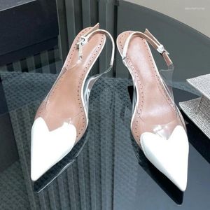 Dress Shoes Designer Brand 2024 Zomer PVC Sandalen Poageed Teen Pumps Kitten Heel Banquet Ladies Mules Bridal Wedding