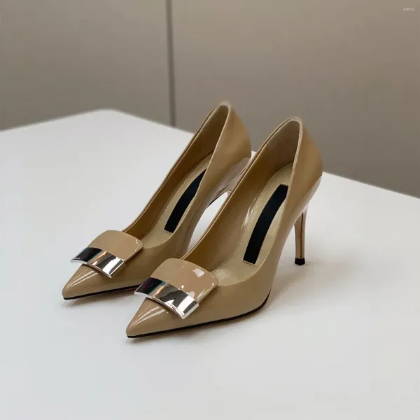 Zapatos de vestir diseñador de moda mujeres de la dama de patente desnuda de plato desnudo punta puntiaguda tacones de tacones de tacones de tacones de tacones de tacón de tacones de tacón de tacón