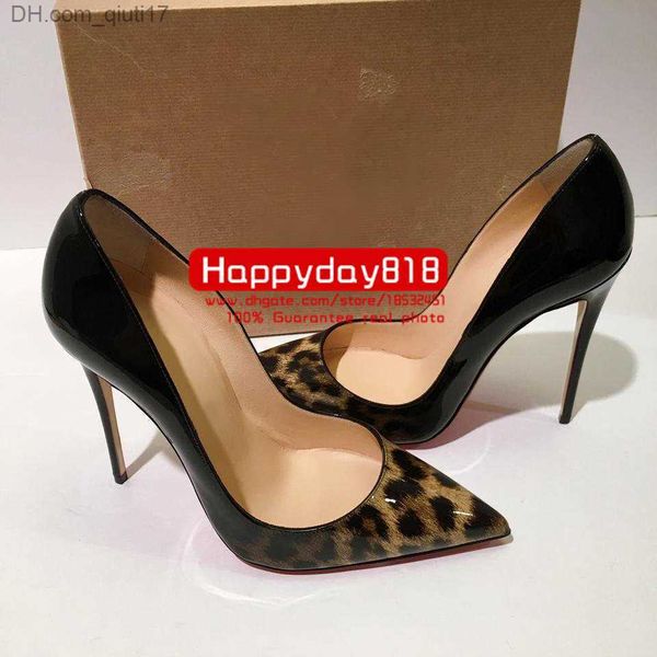 Zapatos de vestir Diseñador Envío gratis moda mujer zapatos leopardo punta de patente tacón de aguja tacones altos zapatos bombas novia boda zapatos a estrenar 44 Z230725