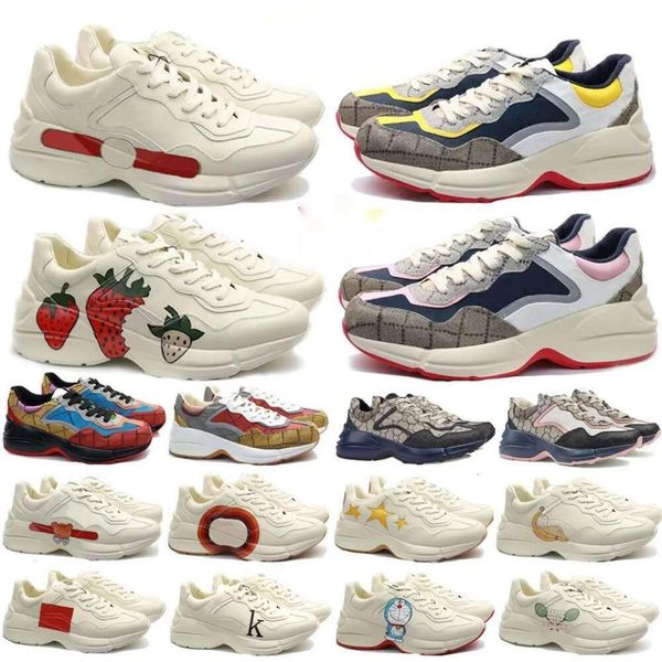 Chaussures habillées chaussures de marque hommes femmes baskets bouffantes chaussures de marche décontractées gvccis baskets scrawl bee dimplegourmand en cuir véritable semelle beige chaussures de sport rétro