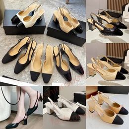 Dress Shoes Designer Slingback Heel Heel schoenen Woman Designer Channel Espadrilles Ladies Pump Wedding Loafers Lederen Designer Sandals Ballet Flats Career Hoge Heels