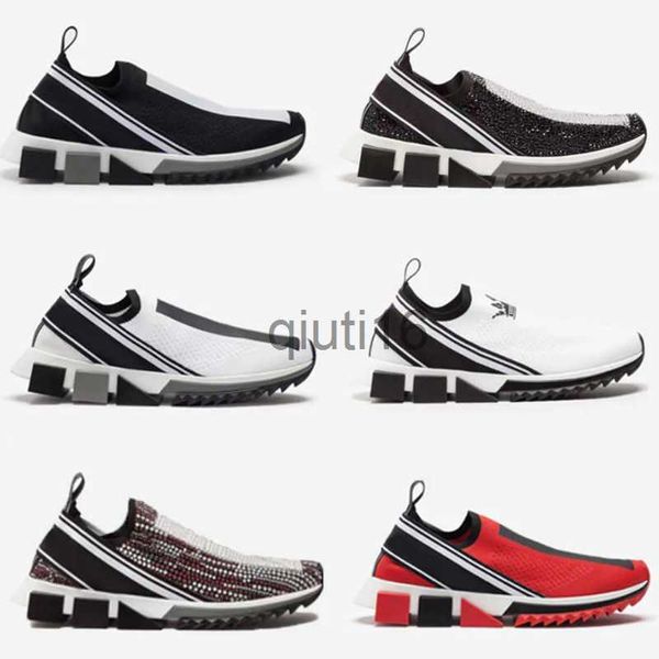 Chaussures habillées Designer Stretch Mesh Baskets Baskets avec strass Cristaux Hommes Slipon Chaussures de sport Noir Blanc Rouge Glitter Runner Plat Casual Chaussures avec boîte NO4