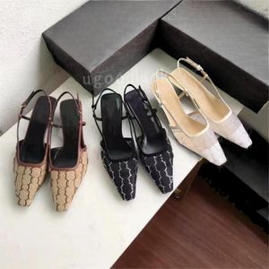 Zapatos de vestir diseñador tacones altos de mujer sandalias sin espalda de lujo tacones medianos sexy tacones de cuero de cuero alto zapatos de vestir talla de boda 35-41