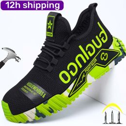 Chaussures habillées Dian Sen été hommes travail sécurité lumière respirant Sneaker acier orteil antidérapant bottes maille Construction 230725