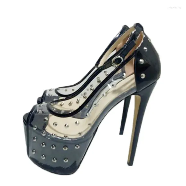 Zapatos de vestir DIZHUANG Tacones altos sexys para mujer. Aproximadamente 15 cm de altura del tacón. Zapatos de tacón peep toe para las cuatro estaciones. Banquete de desfile de moda