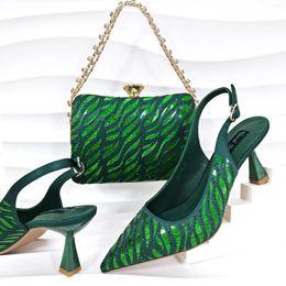 Robe chaussures Doershow arrivée mariage africain et sac ensemble vert italien avec sacs assortis femmes nigérianes fête HGY1-22