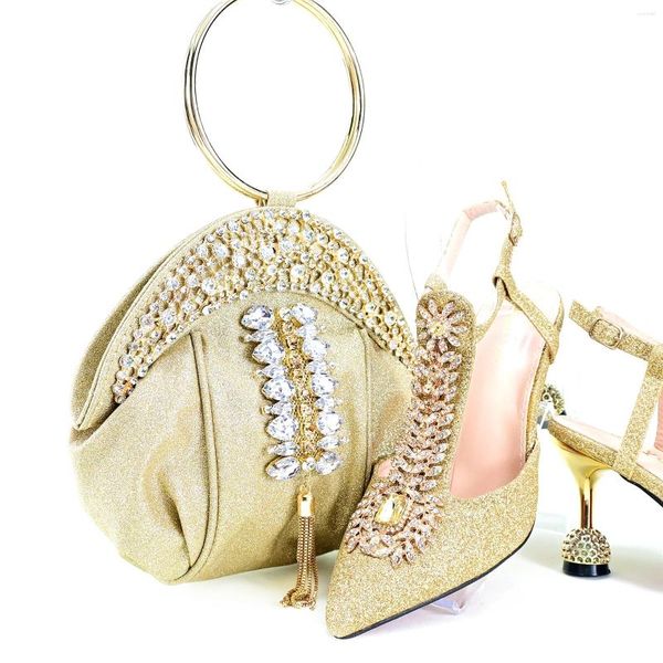 Zapatos de vestir Doershow ¡Hermosos conjuntos italianos y de bolsos para fiesta de noche con piedras, bolsos de cuero que combinan con bolsos!TRH1-33