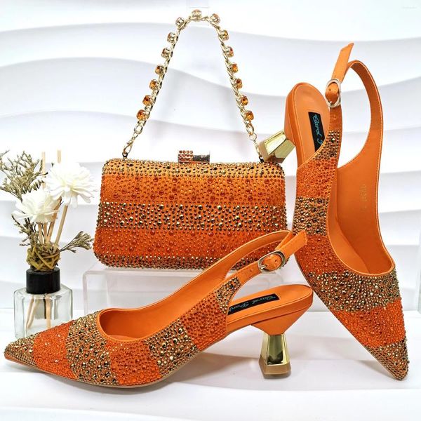 Zapatos de vestir Doershow Conjunto encantador y a juego con bolso con naranja Venta de mujeres italianas para fiesta de boda.HGF1-9