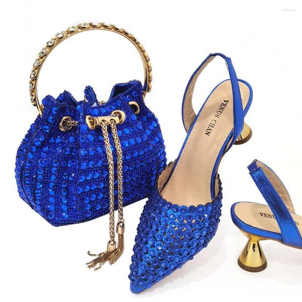 Chaussures Habillées Doershow Charmant Et Sac Assorti Ensemble Avec Bleu Vente Femme Italienne Pour Fête De Mariage! AOH1-2