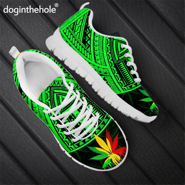 Chaussures habillées Doginthehole Jamaica Weed avec motif tribal vintage Chaussures plates décontractées pour femmes Chaussures de sport à lacets confortables en maille pour femmes 230729