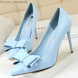 Geklede Schoenen Geklede Schoenen Vrouw Fetish 10cm Hoge Hakken Pumps Dame Blauw Geel Escarpins Stiletto Bruiloft Hakken Prom Pleaser Vlinder Strik Feestschoenen 230323 Z230703