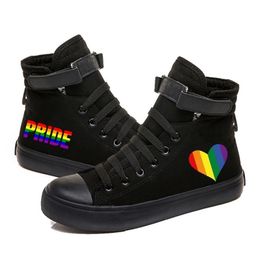 Chaussures habillées Dro Rainbow Stripe LGBT Pride Print Casual College Style High-Top Sneaker 230225