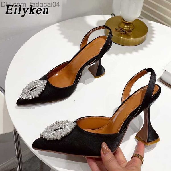 Chaussures habillées Eilyken New Autumn Design Soie Femmes Pompe Cristal Étrange Style Talons Hauts Confortable Fête De Mariage Chaussures De Mariée Z230712