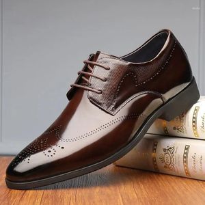 Chaussures habillées Brogue élégante pour hommes à lacets Point Toe Oxfords Style formel en cuir fête bureau social affaires L19