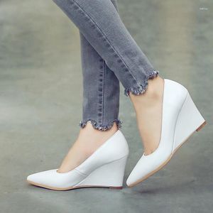 Robe chaussures élégantes compensées noir nu blanc talons femmes pompes compensées pour femmes fête bureau chaussure de mariage dame