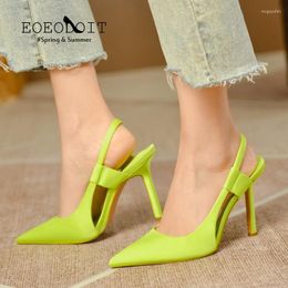 Chaussures habillées EOEODOIT 2023 printemps été couleur bonbon talons femmes mode Slingbacks pompes sandales 8cm talon haut bout pointu chaussures