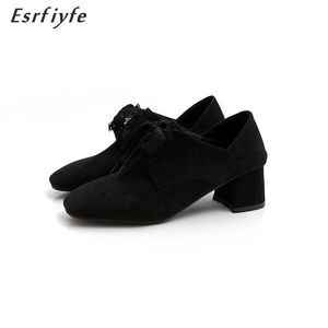 Robe chaussures ESRFIYFE 2021 mode femmes pompes talons épais à lacets printemps été femme bout carré fête deux vêtements pantoufles