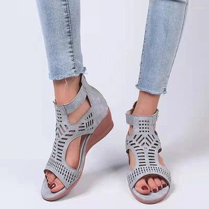 Kleding Schoenen Europa Mode Wiggen Sandalen Vrouwen Zomer Hoge Hakken Gesp Vis Mond Hol Casual Zip Grote Maat 35-43 Vrouwelijke