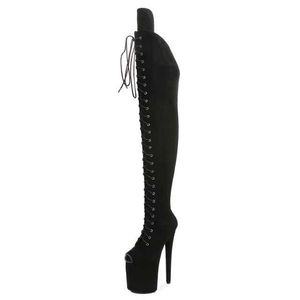 Chaussures habillées Style européen américain mode troupeau talon haut à lacets tube long sur le genou bottes 20 cm plate-forme ultra-haute pole dance H240321EP9A54XZ