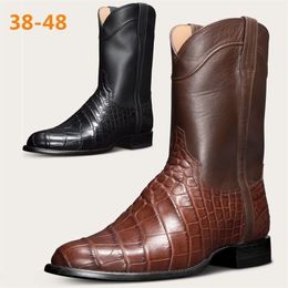 Chaussures habillées américaines américaines vintage bottes Modèles Western Cowboy Single Mens Slipon Midcalf Plus taille 3848 220831