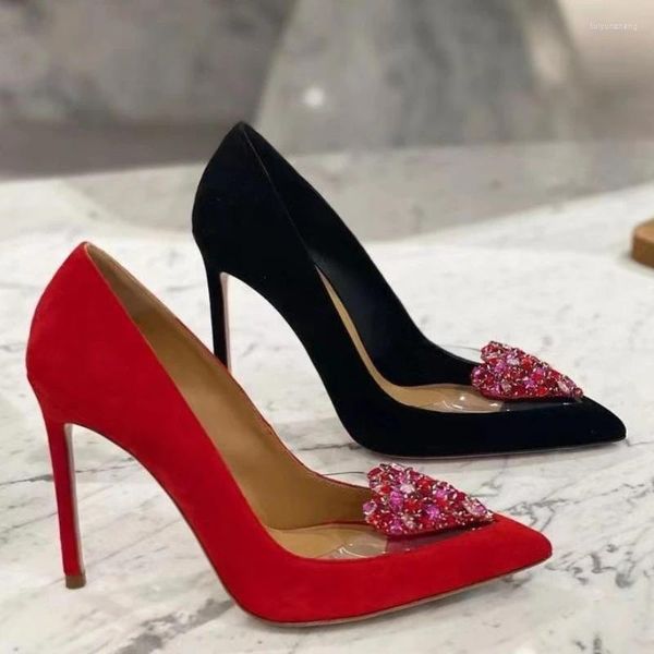 Zapatos de vestir Europeo Rojo Tacones altos Boda Británica Dulce Belleza Diamante Delgado