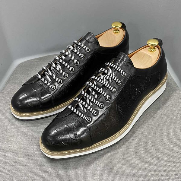 Chaussures habillées Style européen Chaussures décontractées pour hommes Cuir de vache Vert Noir Fashi