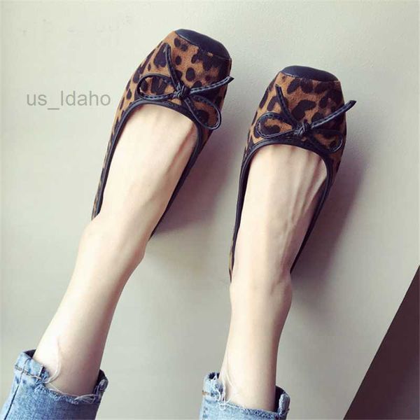 Zapatos de vestir zapatos de estilo europeo faux de gamuza de gamuza de leopardo dedo de ballet ballet ballet l2201104