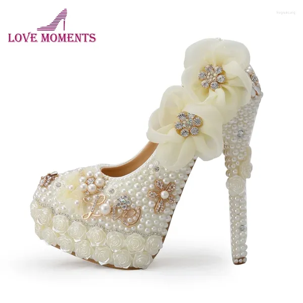 Chaussures habillées Style exclusif mariage blanc perle hauteur plate-forme de mariée