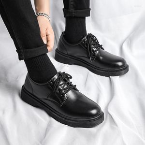 Zapatos de Vestir Otoño Estilista Hombre Negocios Formal Casual Cuero Británico Cabeza Redonda Fondo Grueso Negro Boda Novio