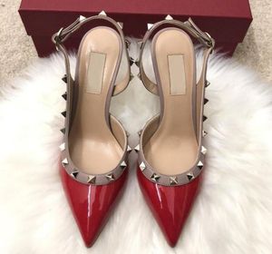 Chaussures habillées mode 2022 femmes talons hauts sandales 6 cm 8 cm 10 cm décontracté concepteur rouge en cuir véritable talon pointu pompes V sac à poussière