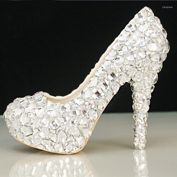 Chaussures habillées mode belle cristal talons hauts scintillant plate-forme femme pompes élégant Banquet bal chaussure diamant mariage