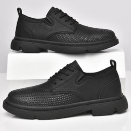 Sapatos formais Marca da moda masculino Couro legítimo respirável Negócios Britânico Casual Oxford Shoe 230801
