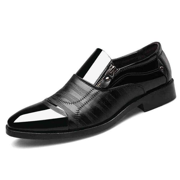 Chaussures habillées mode hommes d'affaires nouveaux costumes en cuir classiques marque sans lacet Oxford chaussures grande taille 38-48 220223