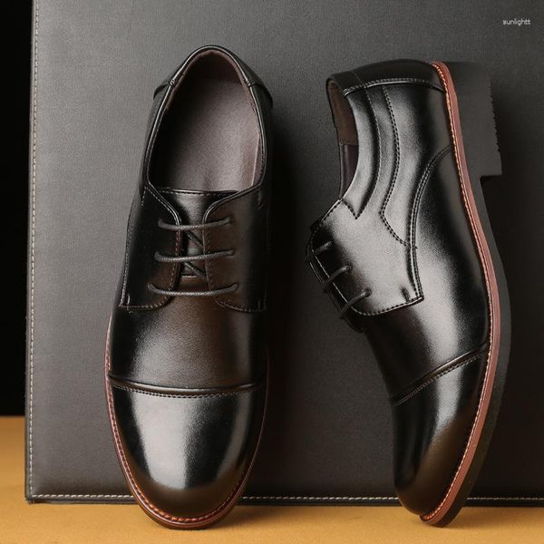 Robe chaussures mode derby noir confortable pour hommes en cuir à lacets décontracté affaires chaussure de fête de mariage