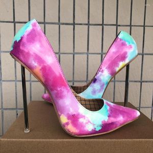 Zapatos de vestir Diseñador de moda 12 cm Metal Tacones altos Mujeres Sexy Graffiti Pink Stiletto Bombas Fetiche SM Hombre Slip On Crossdresser Unisex