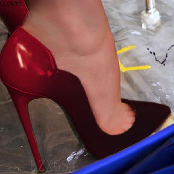 Chaussures habillées mode High talon Femmes Pumps pointues Patent en cuir Part Prom Prom A05
